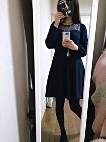 TITTY&CO. | デコルテ切り替えワンピ(NAVY)(ワンピース)