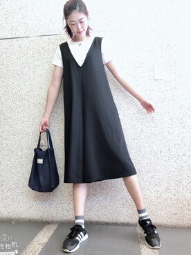 「日常」｜「アイテム（サロペット/オーバーオール）」を使った、陳玟蓁さん（レディース・172cm）の秋コーディネート
