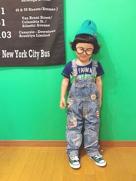 「kladskap（クレードスコープ）のアイテム（帽子）」を使った、ちけぱるさん（キッズ・100cm）の春コーディネート