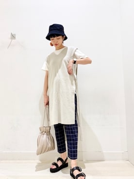 「美シルエットパンツ」｜yunaさん（レディース・165cm）の夏コーディネート