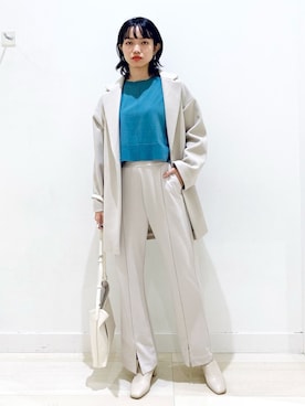 「センタープレスパンツ」｜「アイテム（ワンピース/ドレス）」を使った、yunaさん（レディース・165cm）の冬コーディネート