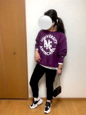 「AMERICANA（アメリカーナ）のアイテム（パーカー）」を使った、HIROさん（レディース・161cm）の春コーディネート