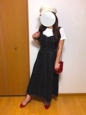 「Repetto（レペット）のrepetto / レペット：＜CENDRILLON＞(V086V)-RED-：51182-1-06086[ANN]（パンプス、レッド系）」を使った、HIROさん（レディース・161cm）の春コーディネート