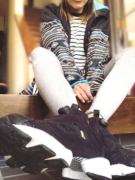 「Reebok（リーボック）のユニセックス リーボック インスタ ポンプフューリー ブラック Reebok INSTAPUMP FURY OG V65750（スニーカー）」を使った、**neutrAl bAy**さん（レディース・156cm）の春コーディネート