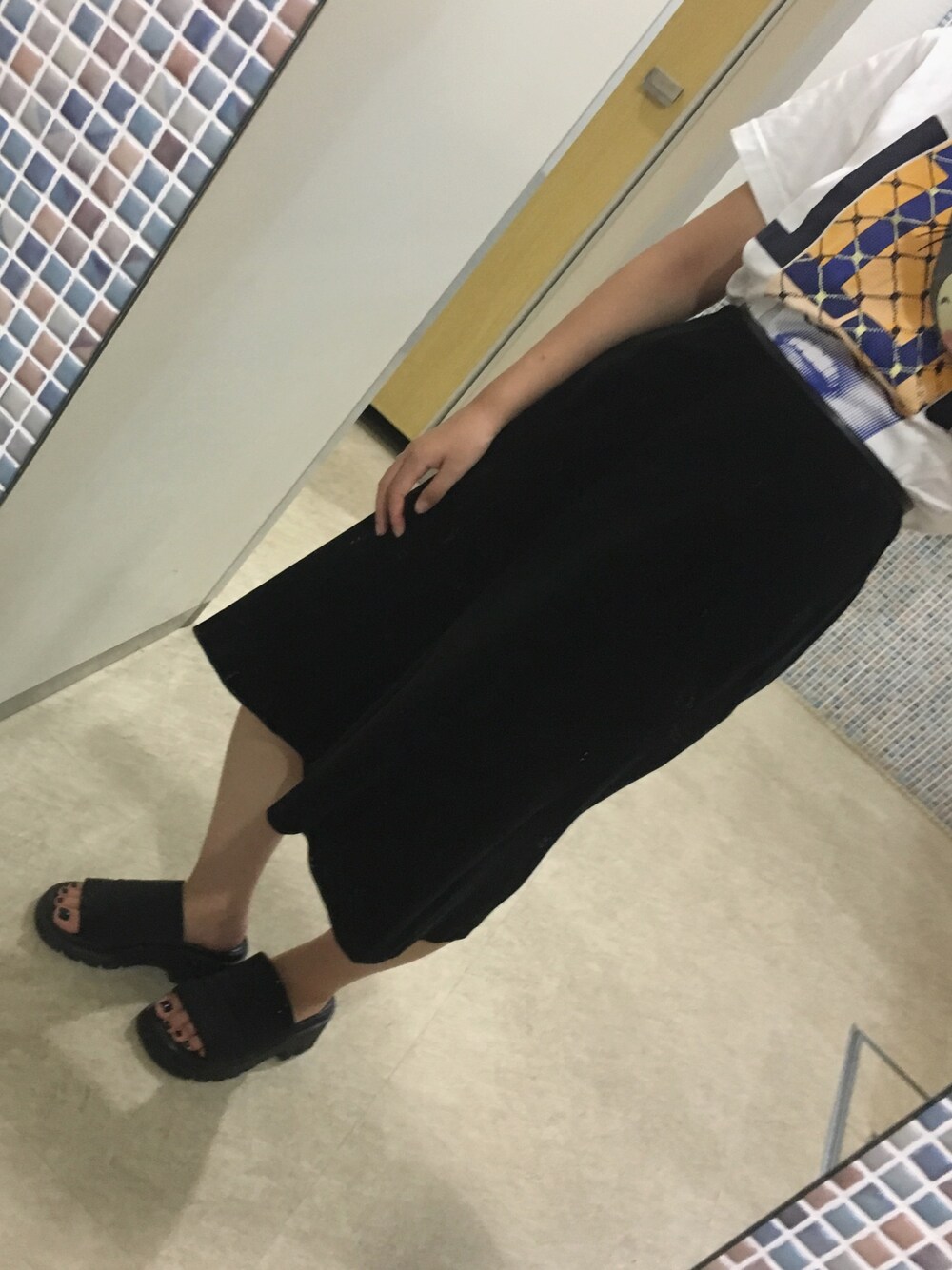 「ストリート、カジュアル、古着、used、BEAMS、Ray BEAMS、viel」｜「usedのアイテム（スカート、ブラック系）」を使った、ぽ の かさん（レディース・153cm）の夏コーディネートの1枚目の写真