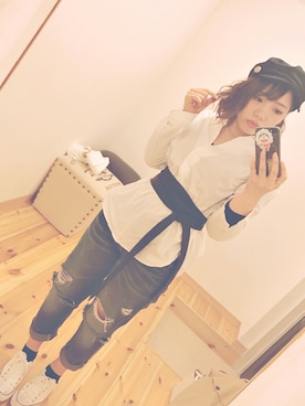 「CECIL McBEE（セシルマクビー）のアイテム（キャスケット）」を使った、みーちゃむ♡93さん（レディース・154cm）の春コーディネート