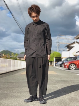 「KAZUYUKI KUMAGAI」｜「アイテム（スラックス）」を使った、しんいちさん（メンズ・169cm）の秋コーディネート