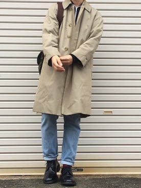 「FRED PERRY」｜「アイテム（ステンカラーコート）」を使った、karsさん（メンズ・171cm）の秋コーディネート