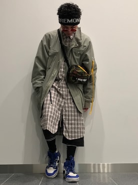 「WHITELAND（ホワイトランド）のアイテム（ミリタリージャケット）」を使った、Daisukeさん（メンズ・165cm）の秋コーディネート