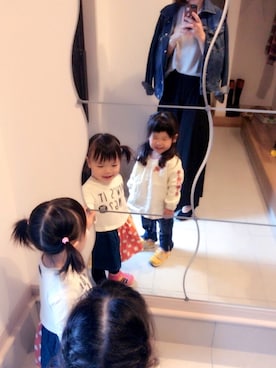 「子供服」｜「アイテム（デニムジャケット）」を使った、m.aum716さん（レディース・159cm）の秋コーディネート