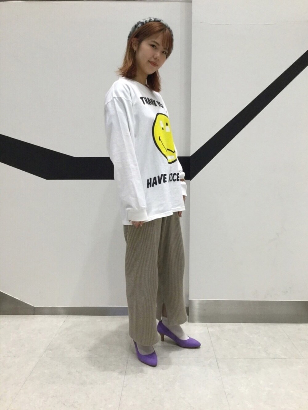 「9603、ORiental TRaffic(ORiental TRaffic)、WA ORiental TRaffic」｜「STUDIO SEVENのアイテム（Tシャツ/カットソー、ホワイト系）」を使った、ORientalTRaffic 京阪モール店さん（レディース・156cm）の春コーディネートの1枚目の写真