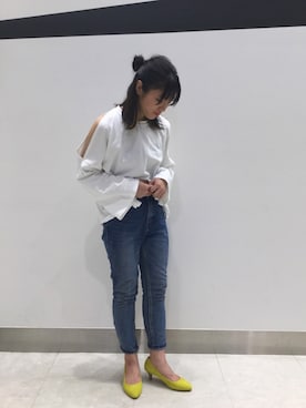 「DHOLIC（ディーホリック）のアイテム（トップス）」を使った、ORientalTRaffic 京阪モール店さん（レディース・156cm）の春コーディネート