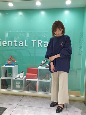 「WA ORiental TRaffic（ダブルエーオリエンタルトラフィック）の★ビットスクエアローファー★2114（ローファー）」を使った、ORientalTRaffic 京阪モール店さん（レディース・156cm）の春コーディネート