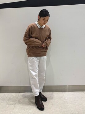 「シャツ×スウェット」｜ORientalTRaffic 京阪モール店さん（レディース・156cm）の冬コーディネート
