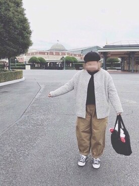 「PUAL CE CIN（ピュアルセシン）のアイテム（ノーカラージャケット）」を使った、ぴーたさん（レディース・155cm）の冬コーディネート