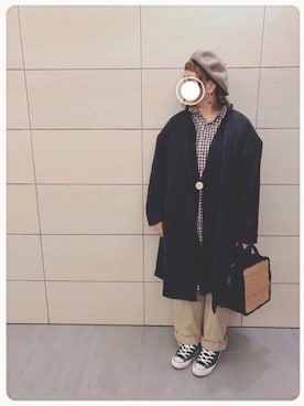 「Samansa Mos2 blue（サマンサモスモスブルー）のアイテム（ステンカラーコート）」を使った、ぴーたさん（レディース・155cm）の冬コーディネート