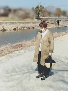 「ambience tote（アンビエンストート）のアイテム」を使った、ぴーたさん（レディース・155cm）の春コーディネート