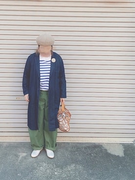 「ナチュラルスタイル」｜「アイテム（チェスターコート）」を使った、ぴーたさん（レディース・155cm）の春コーディネート