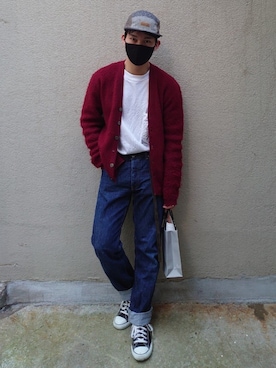 「HELMUT LANG（ヘルムートラング）のアイテム（パンツ）」を使った、タクロウさん（メンズ・166cm）の冬コーディネート
