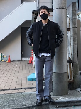 「Wrangler」｜「アイテム（スウェットパンツ）」を使った、タクロウさん（メンズ・166cm）の冬コーディネート