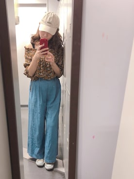 「HVC（エイチブイシー）のアイテム（帽子）」を使った、おりりさん（レディース・157cm）の夏コーディネート