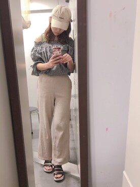 「HVC（エイチブイシー）のアイテム（帽子）」を使った、おりりさん（レディース・157cm）の夏コーディネート