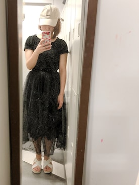 「HVC（エイチブイシー）のアイテム（帽子）」を使った、おりりさん（レディース・157cm）の夏コーディネート