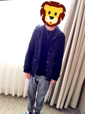 「NANO universe（ナノユニバース）のアイテム（マウンテンパーカー）」を使った、理久さん（メンズ・162cm）の秋コーディネート