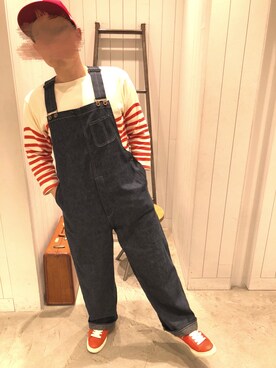 「Johnbull Private labo（ジョンブルプライベートラボ）のアイテム（キャップ）」を使った、鐵丸（てつまる）さん（メンズ・170cm）の春コーディネート
