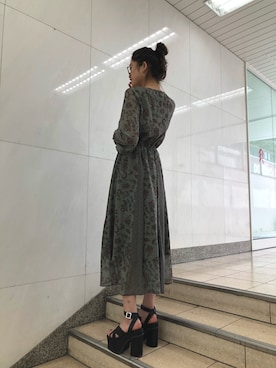 「アイテム（ワンピース/ドレス、グリーン系）」を使った、ENVYM_RANAさん（レディース・164cm）の冬コーディネート