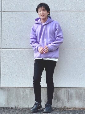 Gu ジーユー のパーカー パープル系 を使ったメンズ人気ファッションコーディネート Wear