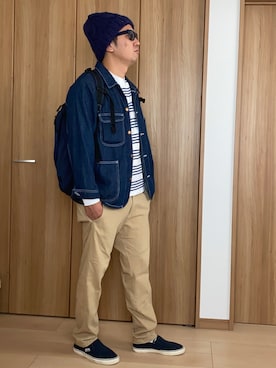 「アイテム（サングラス、ブルー系）」を使った、k@keさん（メンズ・176cm）の秋コーディネート