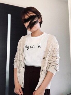 「agnes b.（アニエスベー）のS137 TS（Tシャツ/カットソー、ホワイト系）」を使った、akiさん（レディース）の春コーディネート