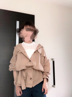 「しまむら（シマムラ）のアイテム（シャツ/ブラウス、ホワイト系）」を使った、akiさん（レディース）の春コーディネート