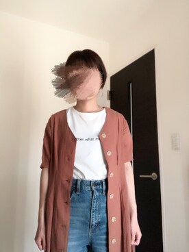 「しまむら（シマムラ）のアイテム（シャツ/ブラウス、ホワイト系）」を使った、akiさん（レディース）の夏コーディネート
