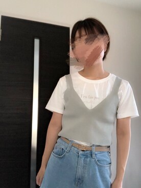 「Honeys（ハニーズ）のアイテム（Tシャツ/カットソー、ホワイト系）」を使った、akiさん（レディース）の夏コーディネート