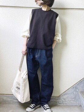 「URBAN RESEARCH（アーバンリサーチ）のTRAVEL COUTURE by LOWERCASE　キャンバストートバッグM（トートバッグ）」を使った、あやたさん（レディース・152cm）の春コーディネート