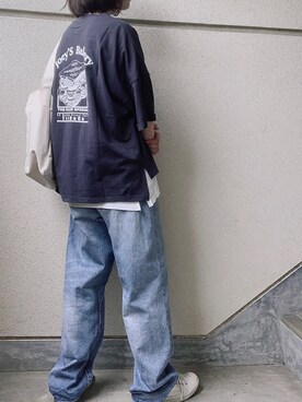 「URBAN RESEARCH（アーバンリサーチ）のTRAVEL COUTURE by LOWERCASE　キャンバストートバッグM（トートバッグ）」を使った、あやたさん（レディース・152cm）の夏コーディネート