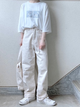 「URBAN RESEARCH（アーバンリサーチ）のTRAVEL COUTURE by LOWERCASE　キャンバストートバッグM（トートバッグ）」を使った、あやたさん（レディース・152cm）の夏コーディネート