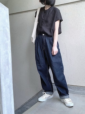 「URBAN RESEARCH（アーバンリサーチ）のTRAVEL COUTURE by LOWERCASE　キャンバストートバッグM（トートバッグ）」を使った、あやたさん（レディース・152cm）の夏コーディネート