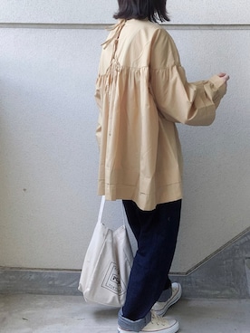 「URBAN RESEARCH（アーバンリサーチ）のTRAVEL COUTURE by LOWERCASE　キャンバストートバッグM（トートバッグ）」を使った、あやたさん（レディース・152cm）の秋コーディネート