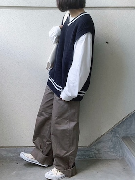 「URBAN RESEARCH（アーバンリサーチ）のTRAVEL COUTURE by LOWERCASE　キャンバストートバッグM（トートバッグ）」を使った、あやたさん（レディース・152cm）の秋コーディネート