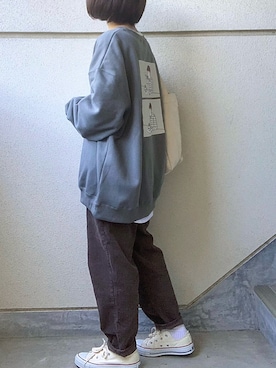 「URBAN RESEARCH（アーバンリサーチ）のTRAVEL COUTURE by LOWERCASE　キャンバストートバッグM（トートバッグ）」を使った、あやたさん（レディース・152cm）の秋コーディネート