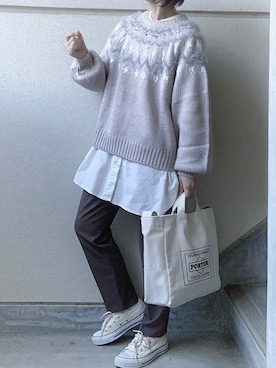 「URBAN RESEARCH（アーバンリサーチ）のTRAVEL COUTURE by LOWERCASE　キャンバストートバッグM（トートバッグ）」を使った、あやたさん（レディース・152cm）の秋コーディネート
