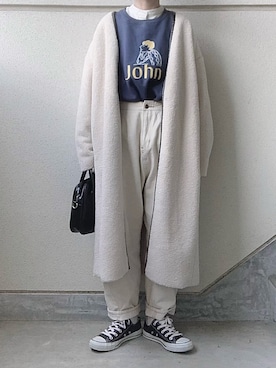 「crie conforto（クリーコンフォルト）のアイテム（ジャケット/アウター）」を使った、あやたさん（レディース・152cm）の冬コーディネート