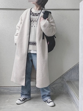 「crie conforto（クリーコンフォルト）のアイテム（ジャケット/アウター）」を使った、あやたさん（レディース・152cm）の冬コーディネート