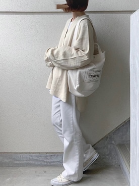 「URBAN RESEARCH（アーバンリサーチ）のTRAVEL COUTURE by LOWERCASE　キャンバストートバッグM（トートバッグ）」を使った、あやたさん（レディース・152cm）の冬コーディネート