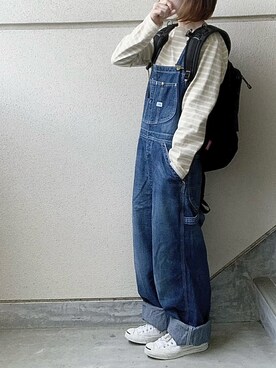「ジャックパーセル」｜「アイテム（サロペット/オーバーオール）」を使った、あやたさん（レディース・152cm）の春コーディネート