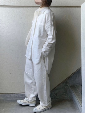 「URBAN RESEARCH（アーバンリサーチ）のTRAVEL COUTURE by LOWERCASE　キャンバストートバッグM（トートバッグ）」を使った、あやたさん（レディース・152cm）の春コーディネート