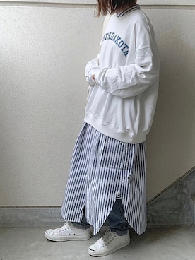 「ジャックパーセル」｜「アイテム（ワンピース/ドレス）」を使った、あやたさん（レディース・152cm）の春コーディネート